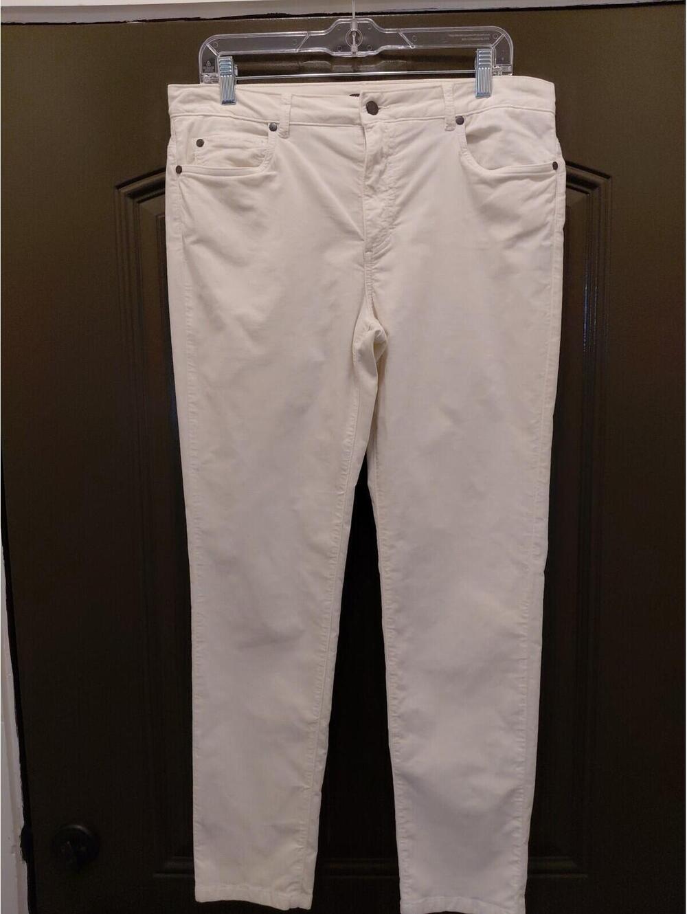 J. Mclaughlin Women Size 12 Off White Pants Cotton Stretch EUC Velour